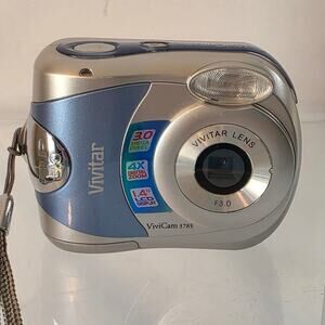 Parts or Repair- Vivitar Digital Camera Vivicam 3785 3.0 MP Blue Silver